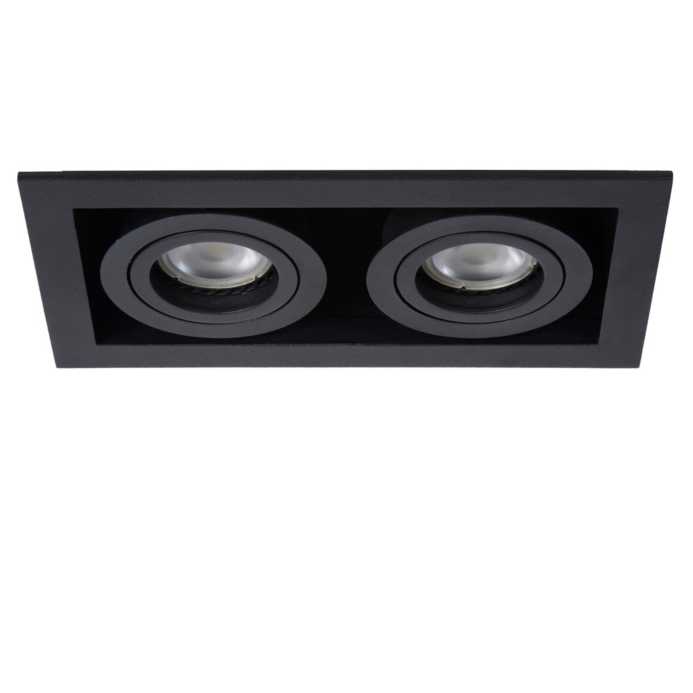 Lucide Rechthoekige inbouwspotChimney dubbel zwart - 09926/02/30